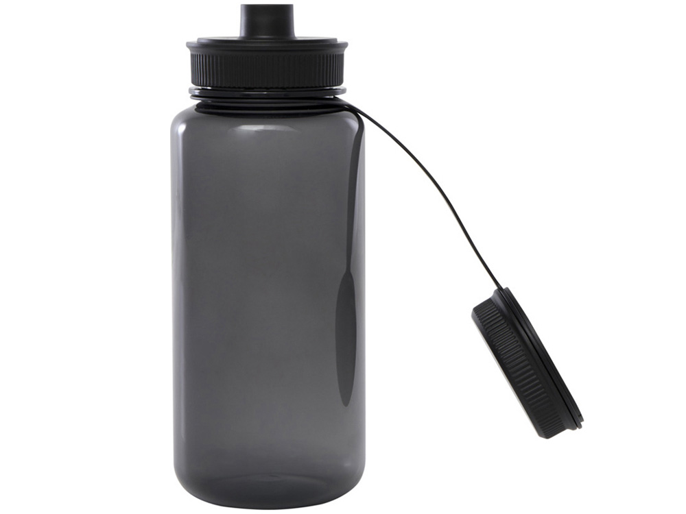 Спортивная бутылка Ryder из переработанного ПЭТ-пластика объемом 900 мл с многофункциональной крышкой, сертифицированная RCS - сплошной черный-3