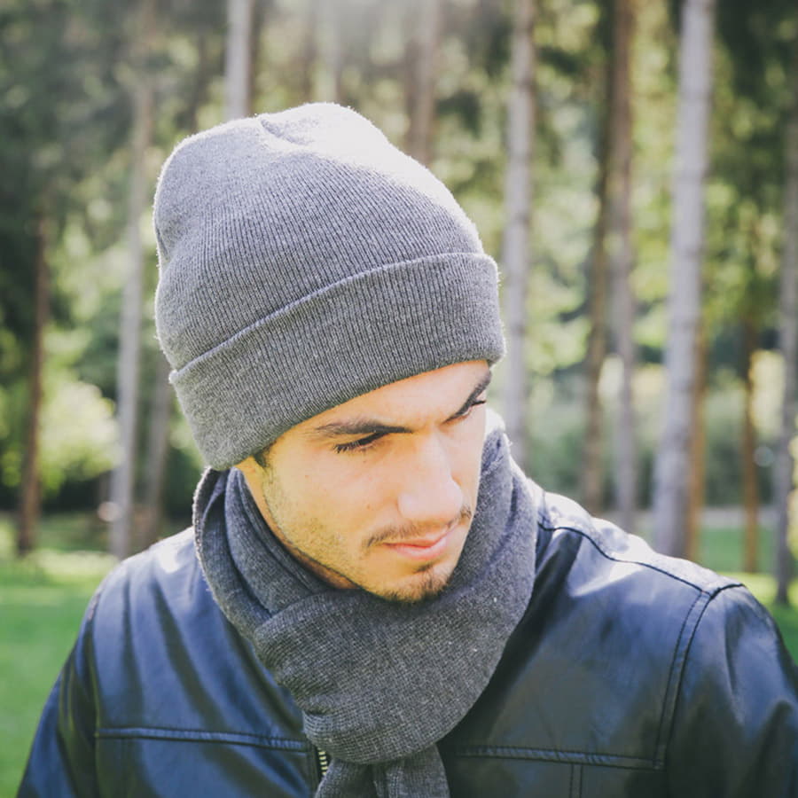 Шапка вязаная  двойная Wind с отворотом, коралловый-3