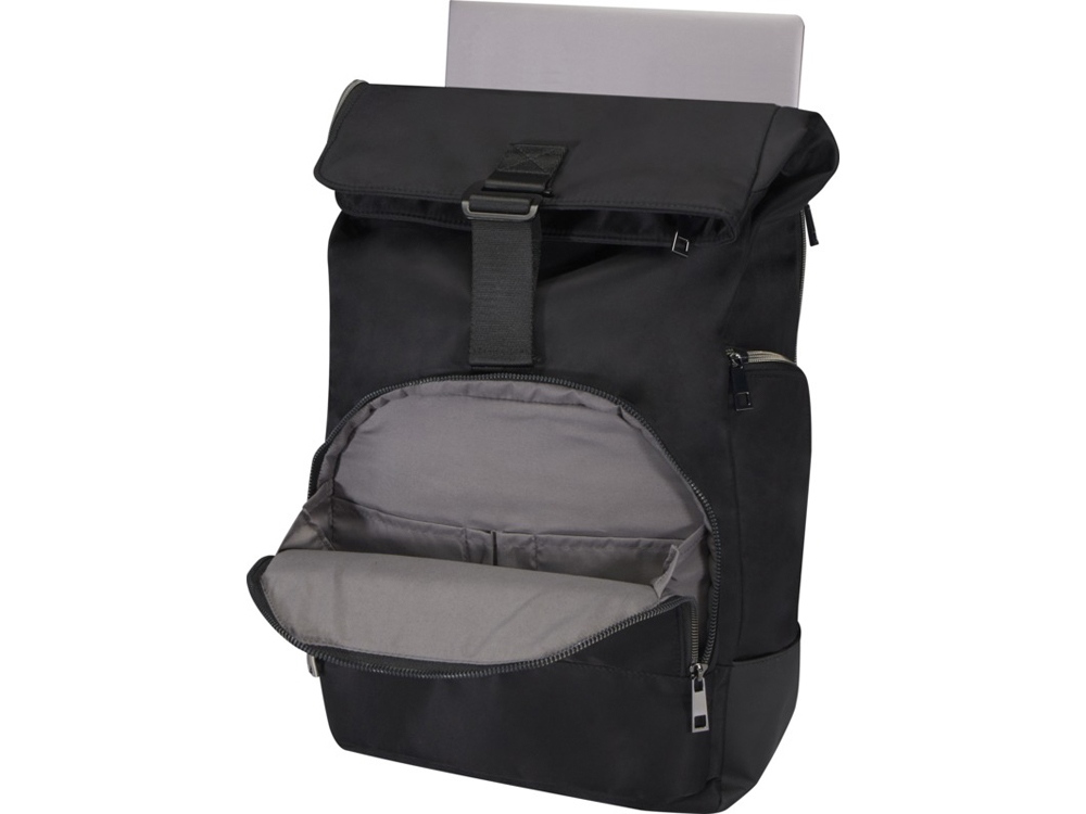 Рюкзак Rhine 15 GRS со сворачивающимся верхом на 18 л из материала, переработанного по стандарту GRS, сплошной черный-4