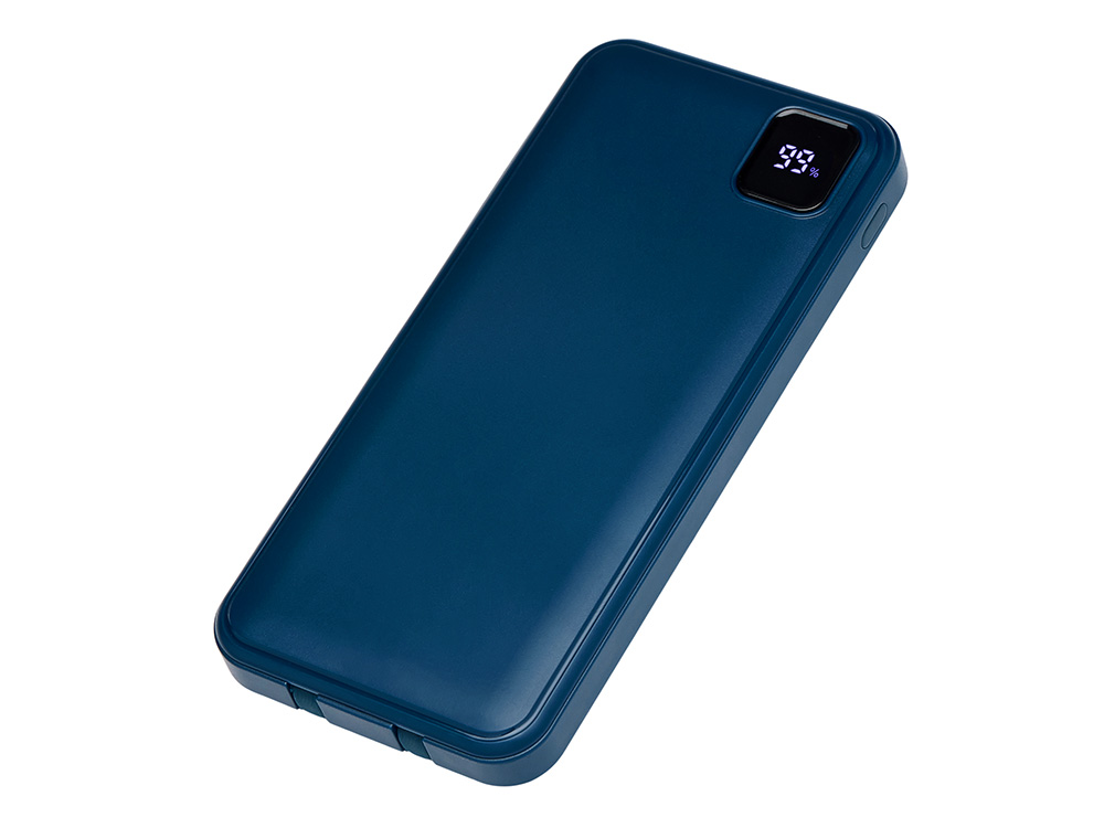Внешний аккумулятор со встроенными кабелями Фрэйм, 10000мач, темно-синий-0