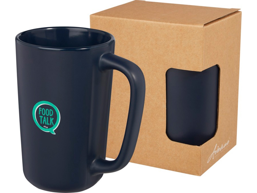 Керамическая кружка Perk объемом 480 мл, темно-синий-5