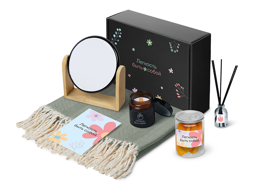 Подарочный набор Re:f. Shelter  с пледом, зеркалом, свечой и диффузором-0