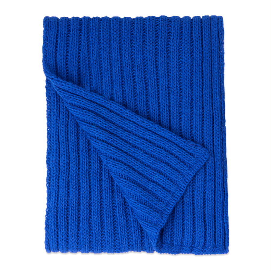 Шарф вязаный НАСВЯЗИ© шерсть/акрил, ярко-синий-1
