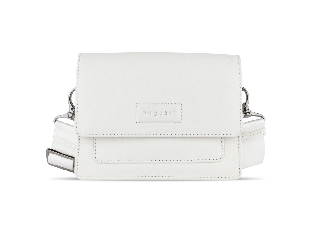 Сумка через плечо женская BUGATTI Elsa, белая, воловья кожа/полиэстер, 18,5х8,5х14,5 см-1
