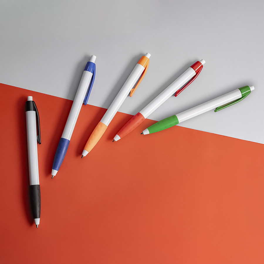 Ручка шариковая N9 с грипом, белый, зеленый-1