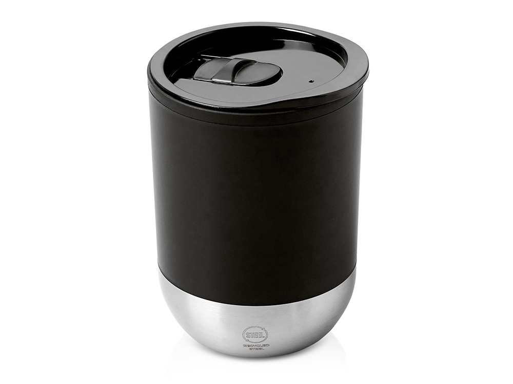 Термокружка LINDE с двойными стенками из переработанного полипропилена, черный-0