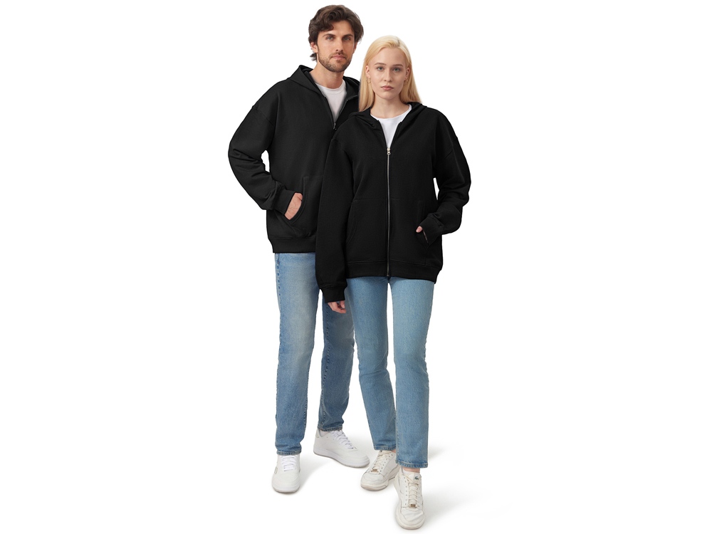 Толстовка оверсайз с капюшоном на молнии Monaco, черный-8