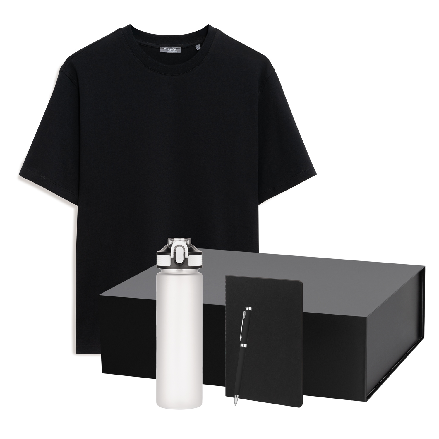 Набор с одеждой RUST (футболка, бутылка, ежедневник, ручка), черный, L-0