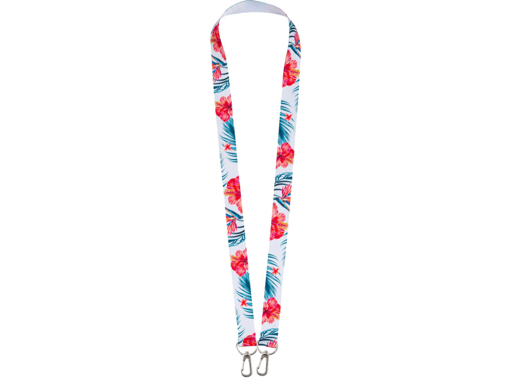 Ланъярд 2 см под сублимацию с 2-мя карабинами, серебристый-1