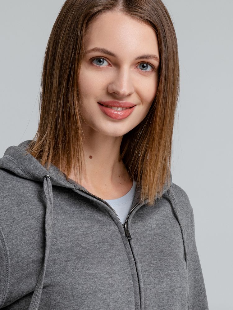 Толстовка на молнии с капюшоном унисекс King, темно-серый меланж-8