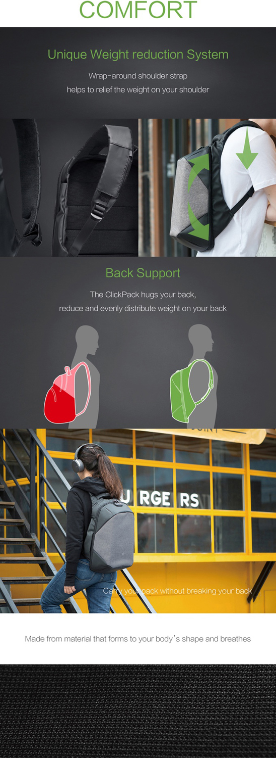 Рюкзак KORIN ClickPack Pro 46х34х16 см, комбинированный черный/серый-20