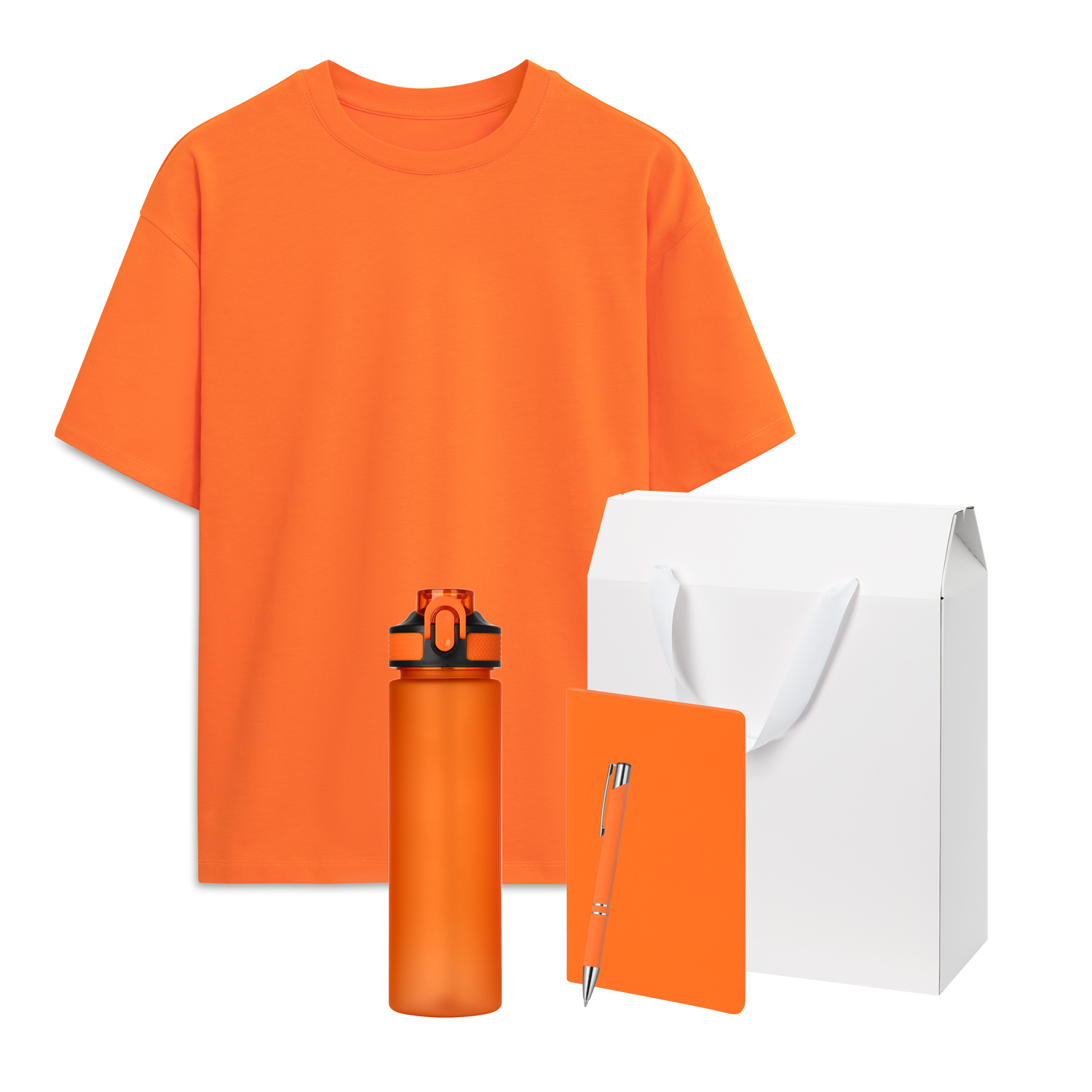Набор с одеждой Раст (Rust) (футболка, бутылка, блокнот, ручка), оранжевый, 3XL/4XL-0