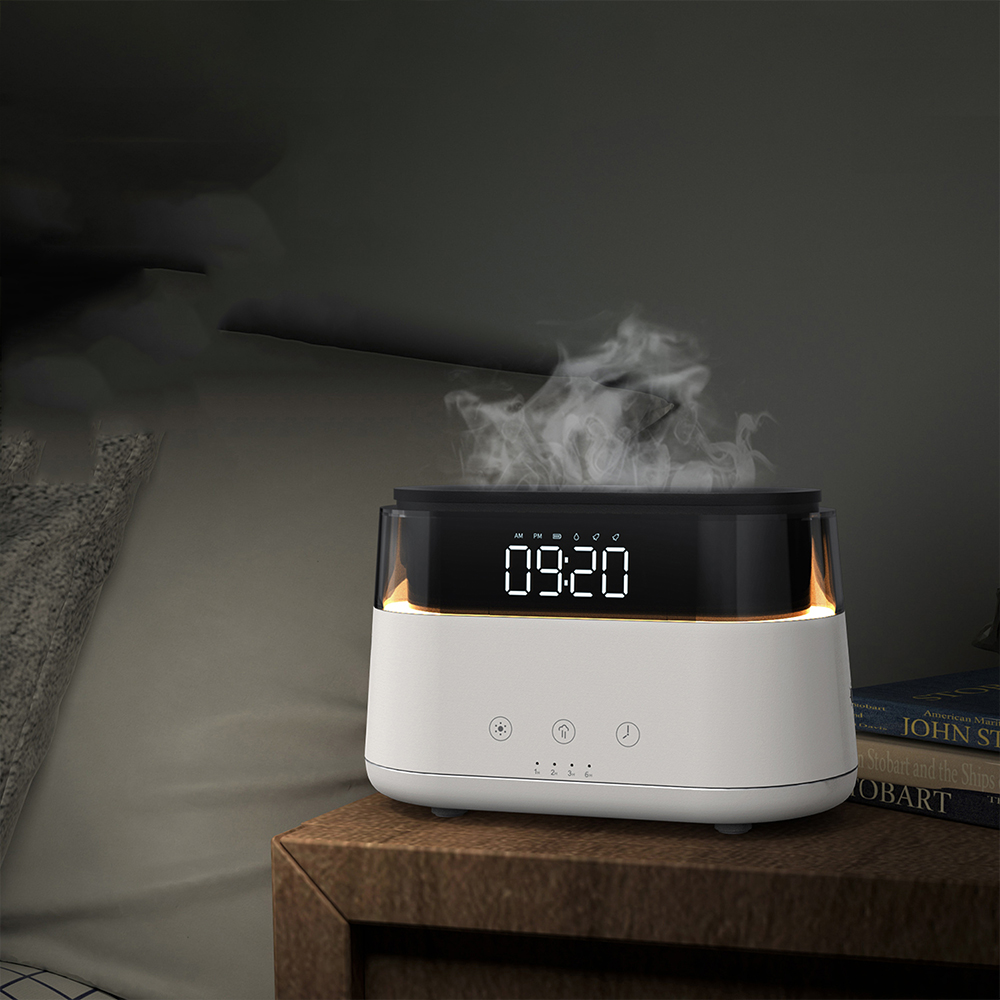 Светодиодный USB увлажнитель-ароматизатор Brava с часами с подсветкой, Белый-2