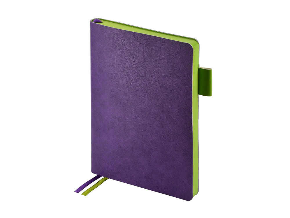 Ежедневник А5 датированный Boston 2026, фиолетовый с салатовым обрезом-0