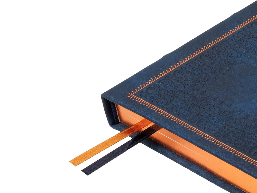 Ежедневник недатированный А5 Royal, синий с бронзовым срезом-3