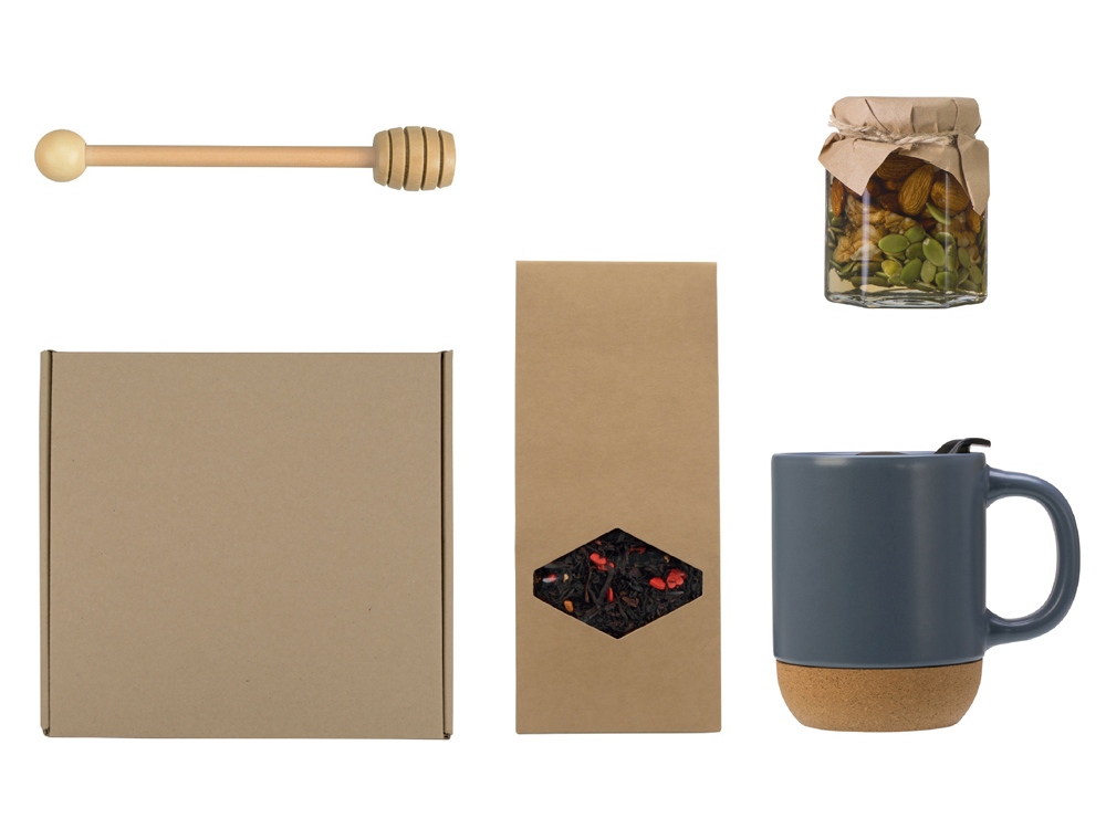 Подарочный набор с кружкой, медом и ложкой для меда, антрацит-0