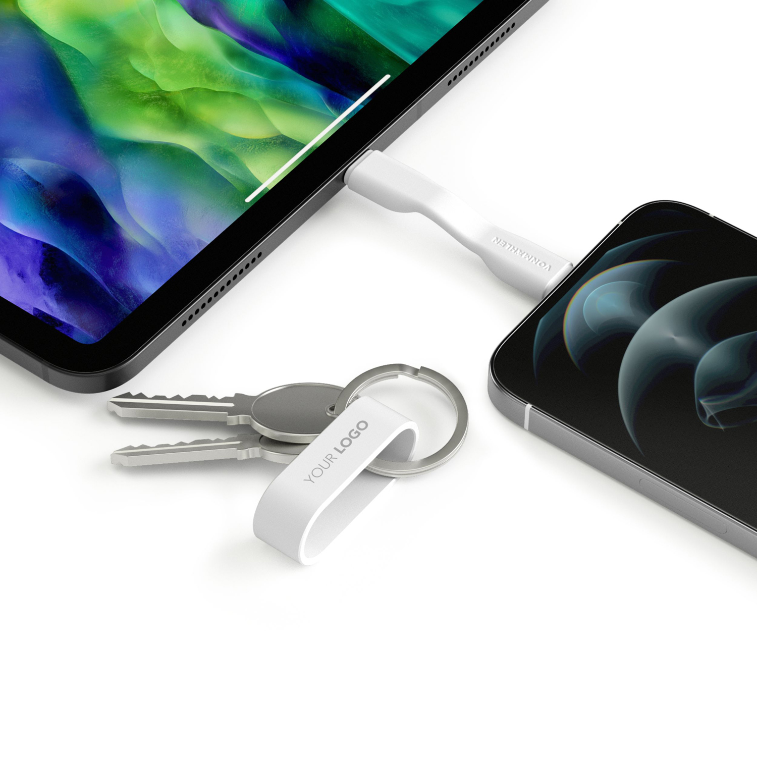 Кабель-брелок для быстрой зарядки Zweins C, белый-9