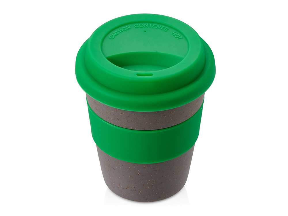 Стакан с силиконовой крышкой Cafe, зеленый-0