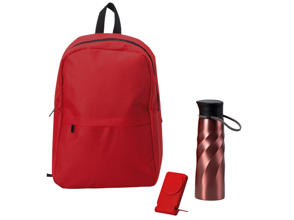 Подарочный набор с магнитным аккумулятором и бутылкой для воды Waterpower, красный-0