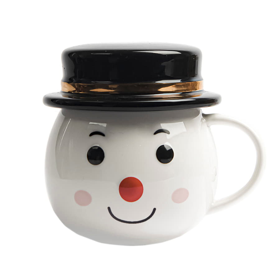 Чайная пара СНЕГОВИК с крышкой, белый, черный-2