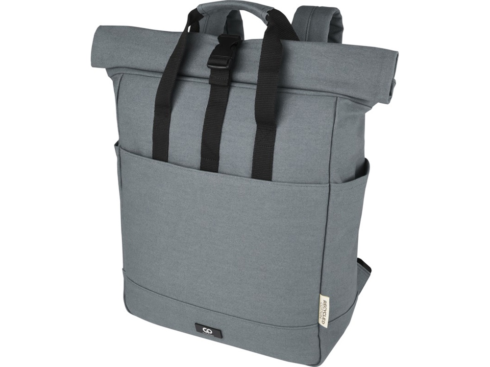 Рюкзак для 15-дюймового ноутбука Joey объемом 15 л из брезента, переработанного по стандарту GRS, со сворачивающимся верхом, серый-7
