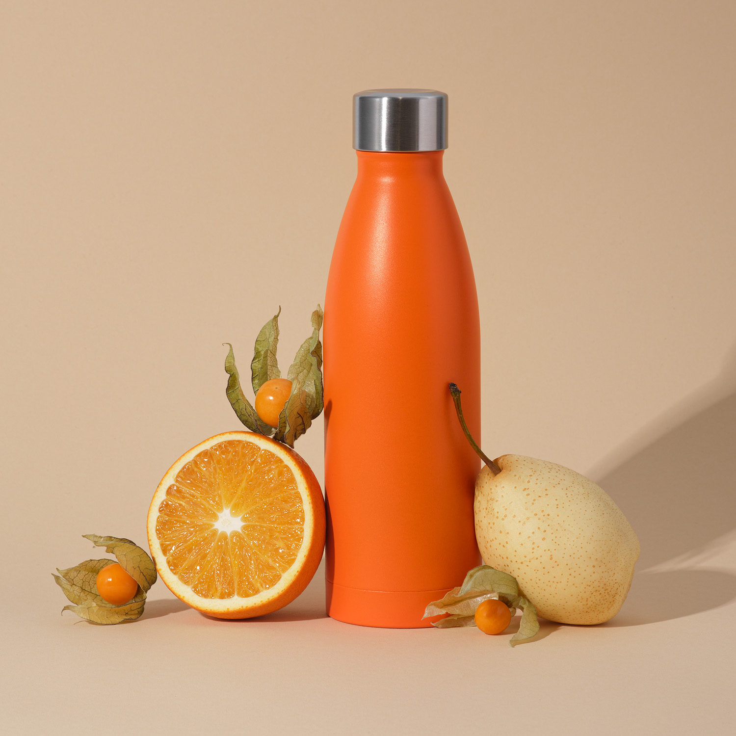 Термобутылка вакуумная герметичная Фреско (Fresco), оранжевая, зернистое покрытие-11