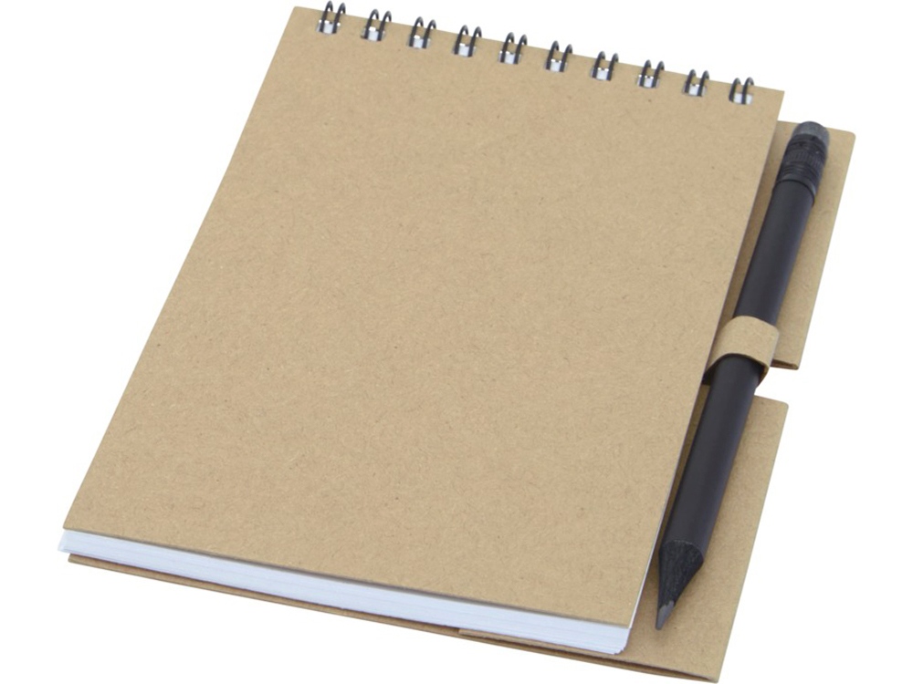 Блокнот Luciano Eco на пружине, с карандашом, маленький, натуральный-0