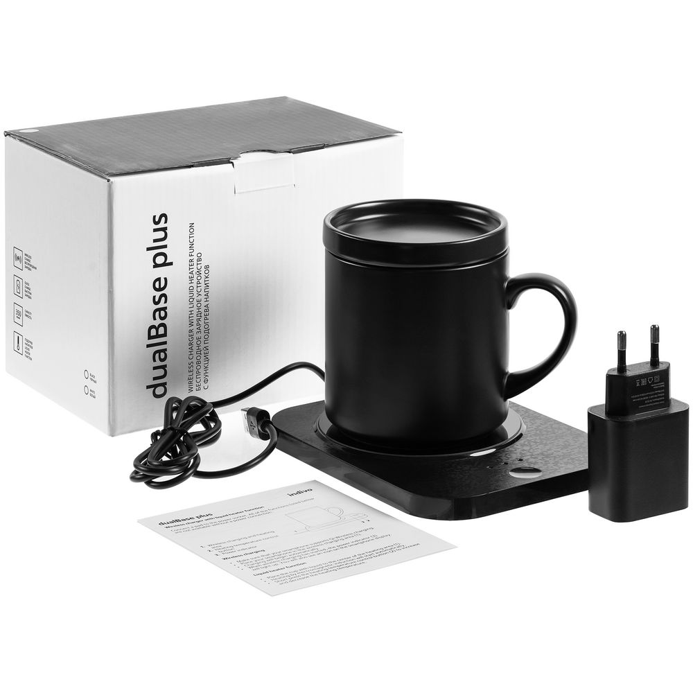 Кружка с подогревом и беспроводной зарядкой dualBase plus, черная-4