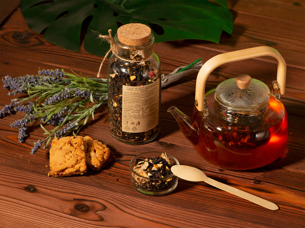 Чай черный, с соком имбиря, кусочками апельсина и малины, 100г-3