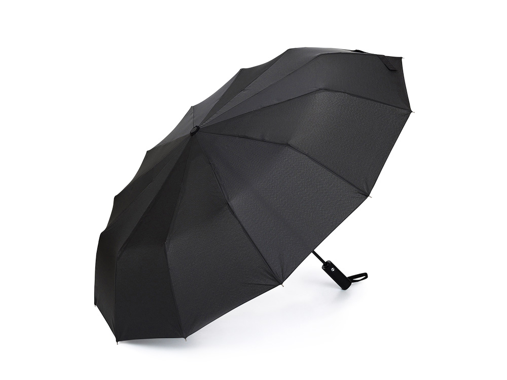 Зонт складной мужской TORBER, автомат, 3 сложения, черный, каркас сталь/файбергласс, эпонж, пластиковая ручка, диаметр 103 см-0
