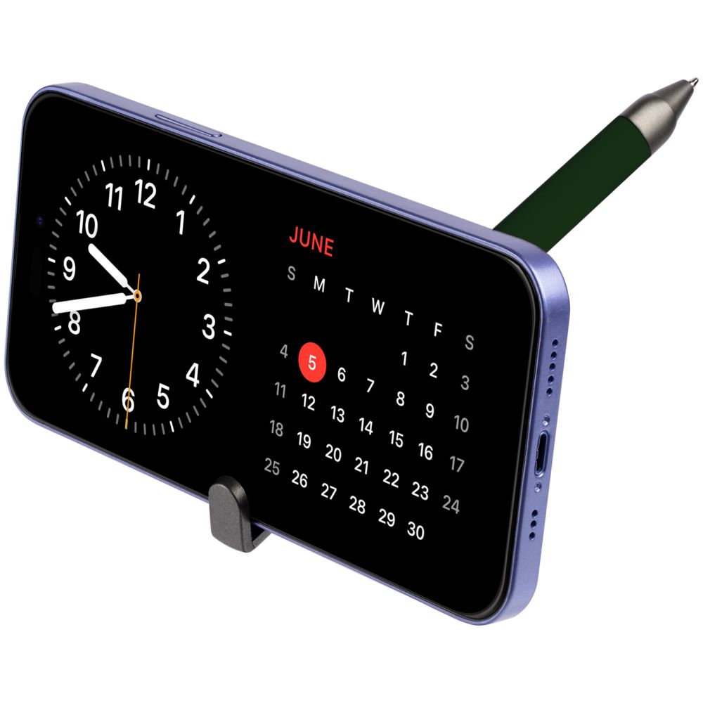 Ручка шариковая Standic с подставкой для телефона, зеленая-3