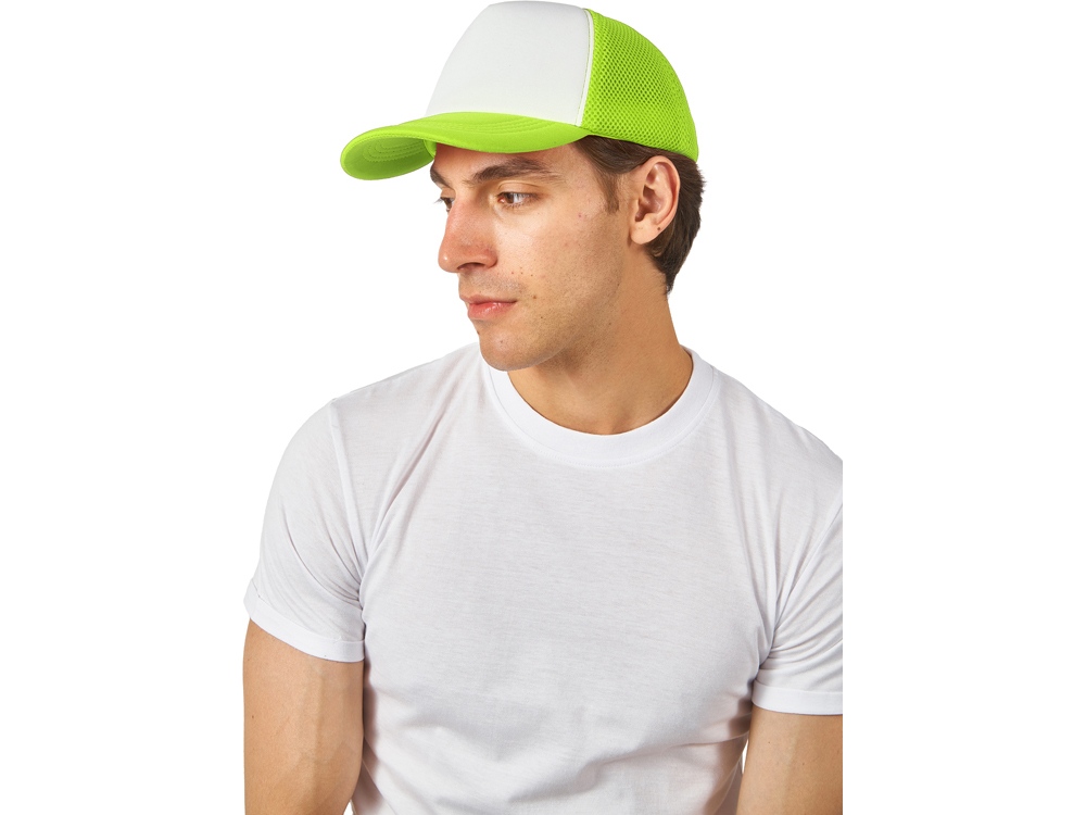 Бейсболка с сеткой Newport, зеленое яблоко/белый-1