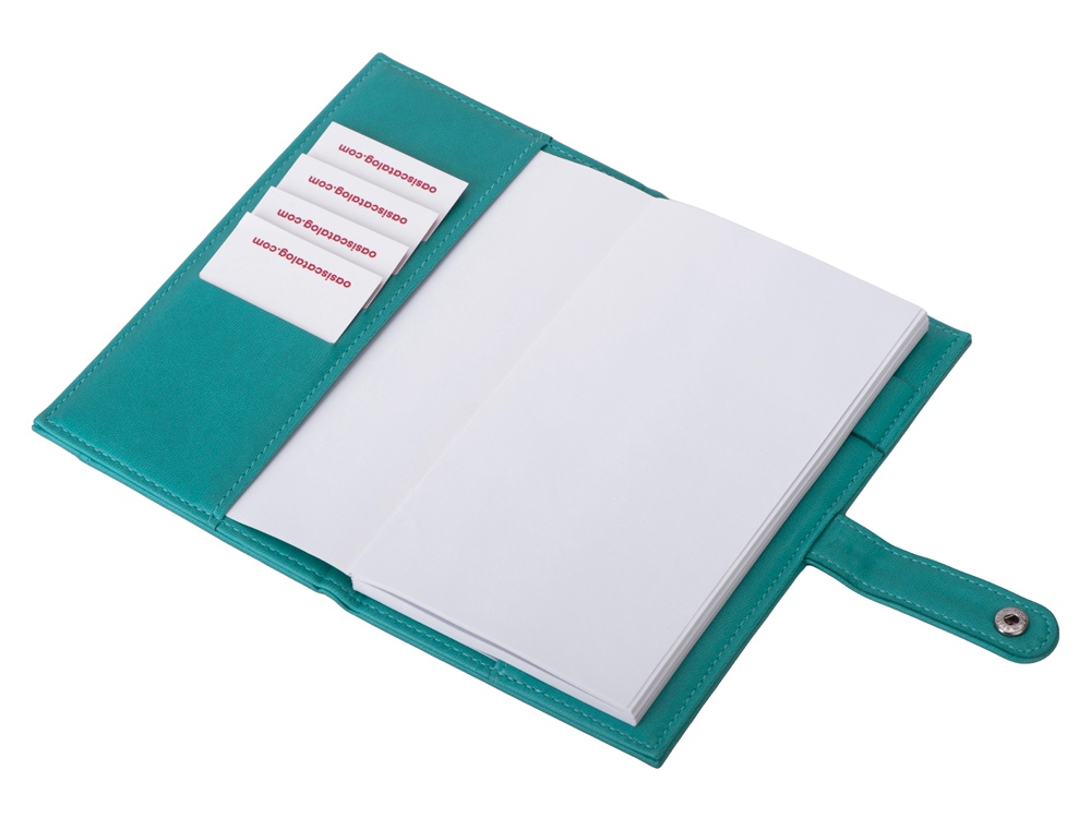 Блокнот-кошелек с сменным блоком А6 Wall Street, 64 листа, бирюзовый-3