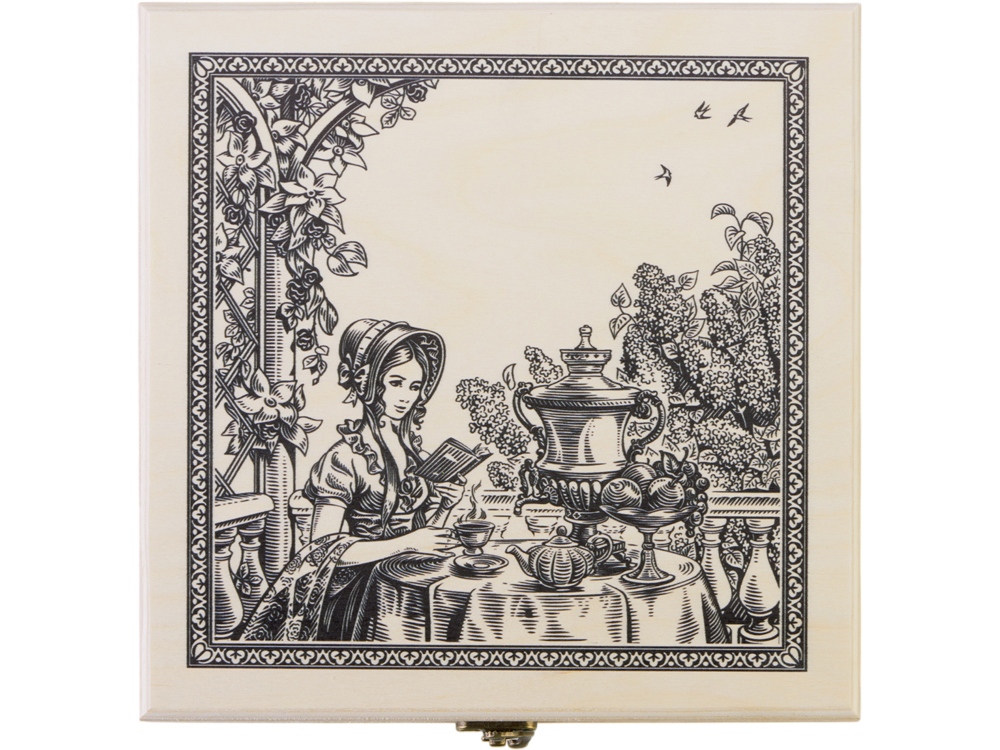 Подарочный набор с чаем Чайный букет в деревянной шкатулке, натуральный-3