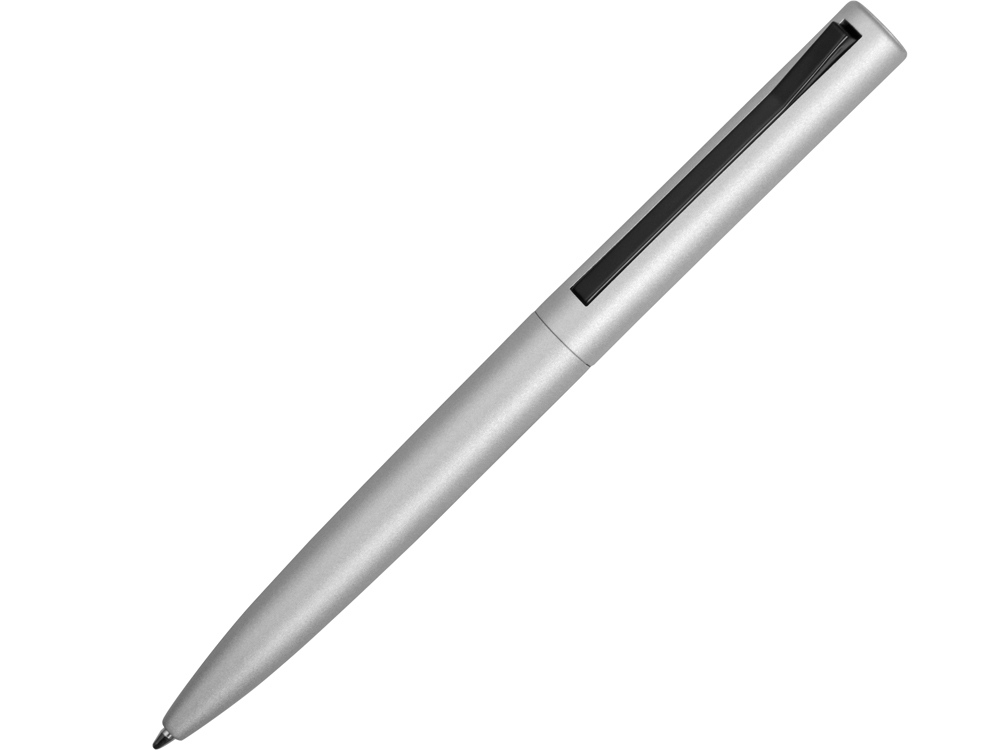 Ручка металлическая шариковая Bevel, серебристый/черный-0