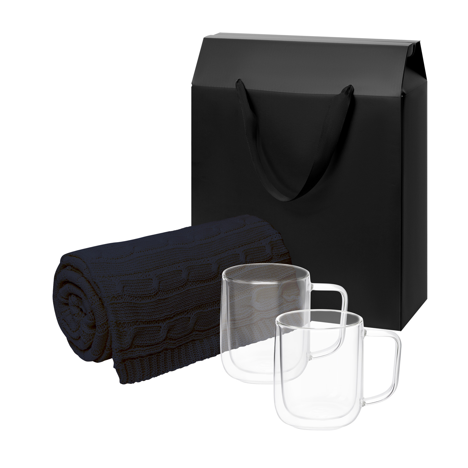 Подарочный набор Viora, Fado в черной коробке-пакете (2 кружки+плед)-0