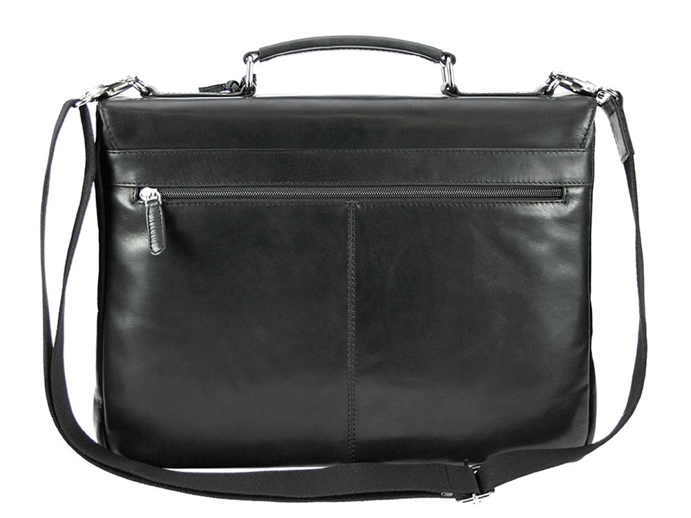 Портфель BUGATTI Romano 15'', чёрный, натуральная воловья кожа, 40х12х30 см-4