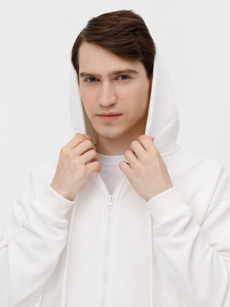 Толстовка унисекс оверсайз на молнии Zippy Terry, белая-7