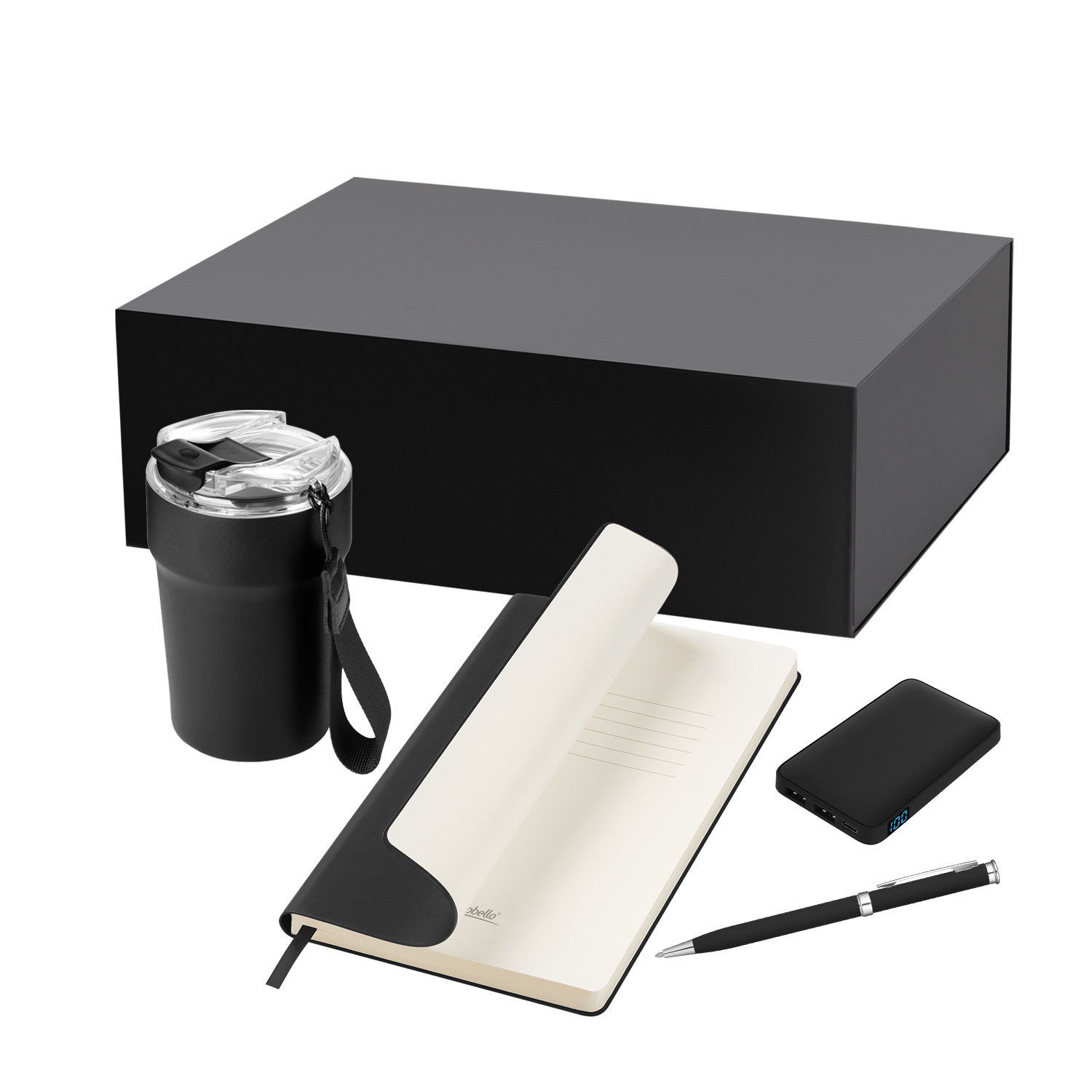 Подарочный набор Monaco, черный (термокружка, аккумулятор, ежедневник, ручка)-0