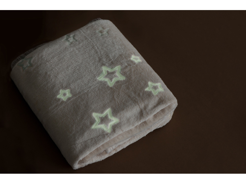 Плед из флиса Новогодний светящийся, бежевый-3