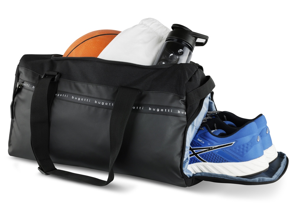 Сумка спортивная BUGATTI Blanc Delight, чёрная, нейлон RPET600D/тарпаулин/полиэстер, 47х23х28 см-2