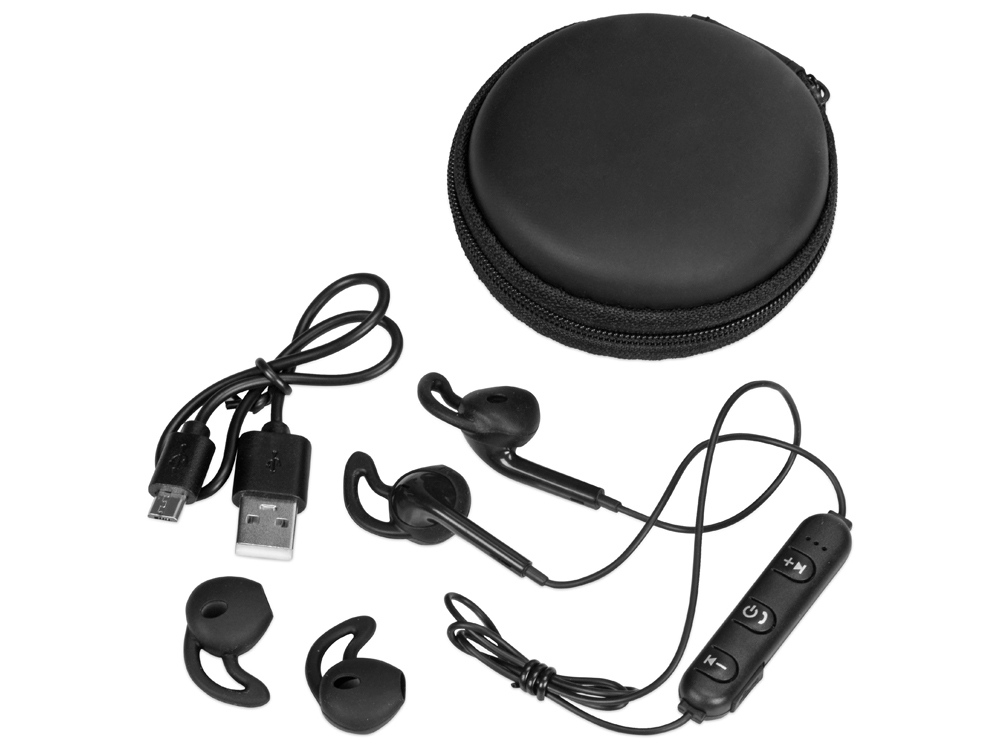 Беспроводные наушники Get Up с чехлом, черный-0