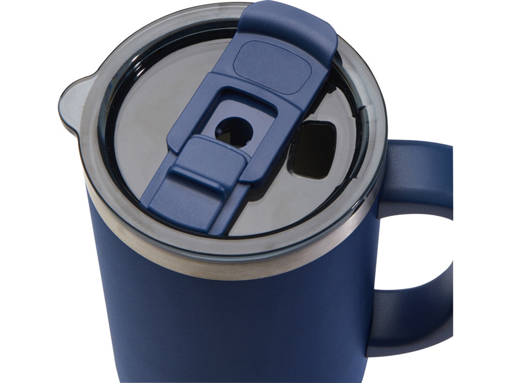 Sydney медная кружка с двойными стенками, сертифицированная согласно RCS, с вакуумной изоляцией и соломинкой, 1200 мл - Темно - синий-4