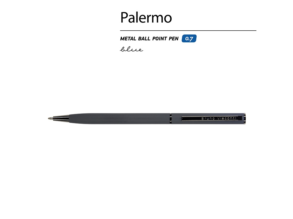 Ручка шариковая автоматическая BrunoVisconti® PALERMO цвет корпуса графитовый, soft-touch, 0.7 мм-1
