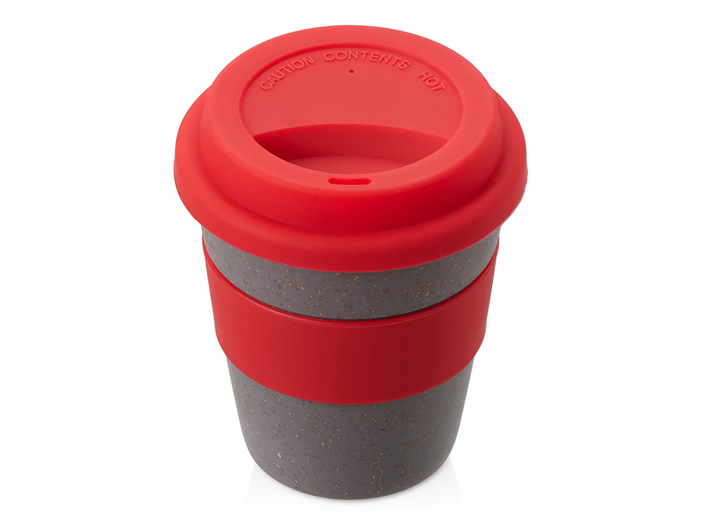 Стакан с силиконовой крышкой Cafe, красный-0