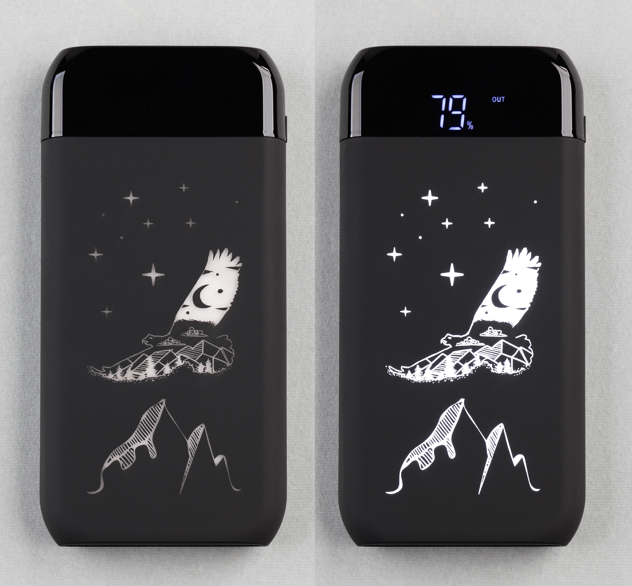 Беспроводное зарядное устройство "ShineMax SOFTTOUCH", 10000 mAh с подсветкой логотипа и цифровым индикатором заряда-2