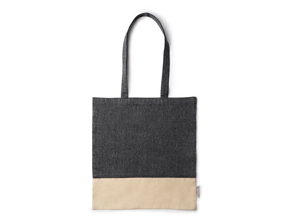 Сумка из переработанного хлопка PALMIRA, черный/натуральный-0