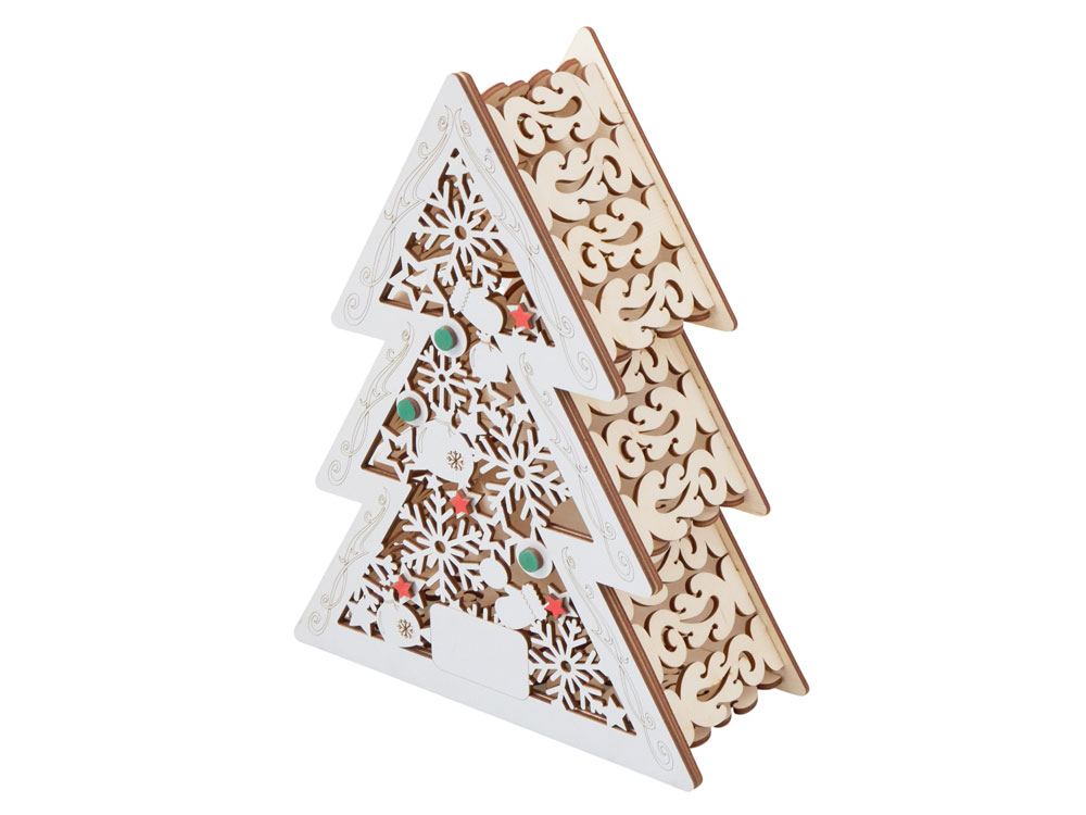 Шкатулка из фанеры в виде елки Firytale , серебристая-3