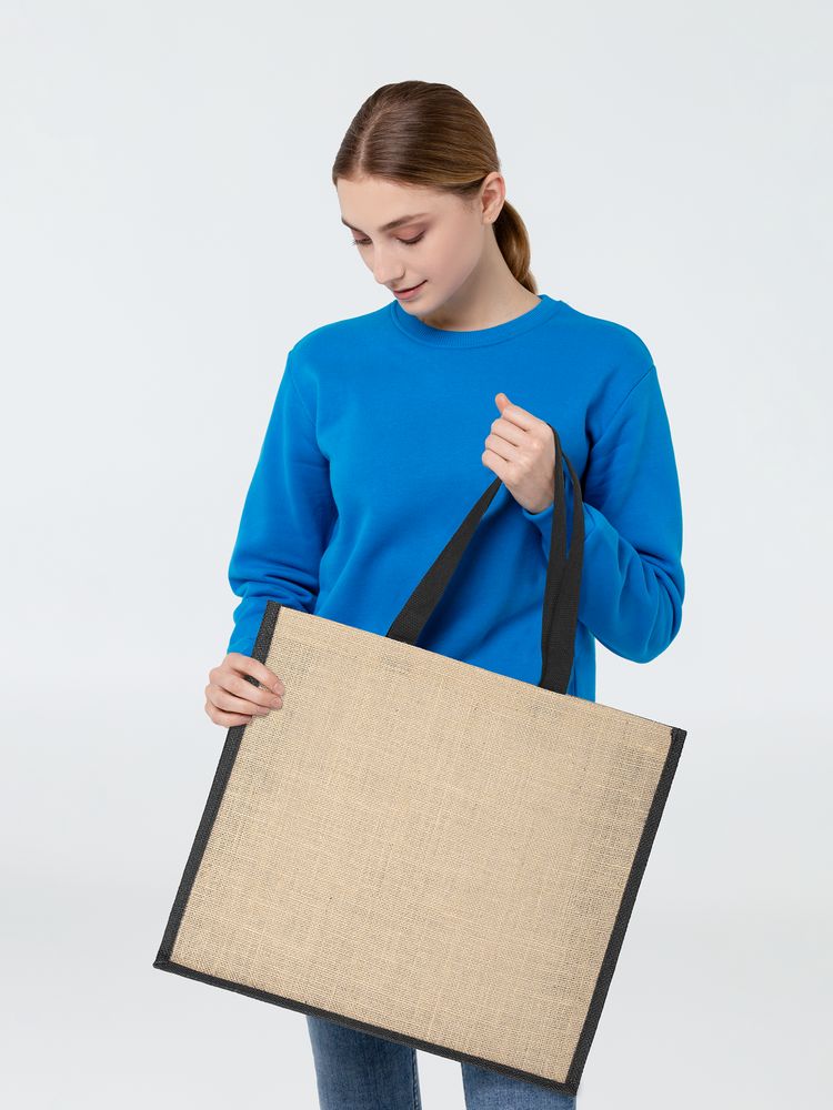 Холщовая сумка для покупок Bagari с черной отделкой-3