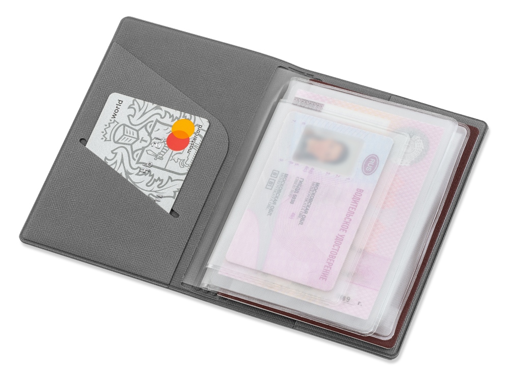 Классическая обложка для автодокументов Favor, светло-серая-1